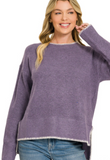 Wool Blend Stitch Detailed Hi-low Sweater