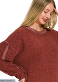 Exposed Seam Chenille Sweater