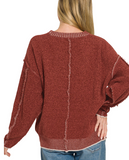 Exposed Seam Chenille Sweater