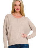 Viscose Front Seam Round-neck Sweater
