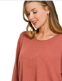 Viscose Front Seam Round-neck Sweater