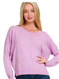 Viscose Front Seam Round-neck Sweater