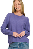 Viscose Front Seam Round-neck Sweater