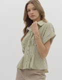 Olive Stripped Top