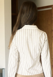 Stripe Tie Collard Long Sleeve