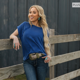 Curvy Navy Knit Top