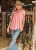 Curvy Coral Ribbed Top
