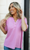 Magenta Waffle Top