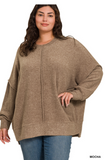 Curvy Mocha Melange Hacci Sweater