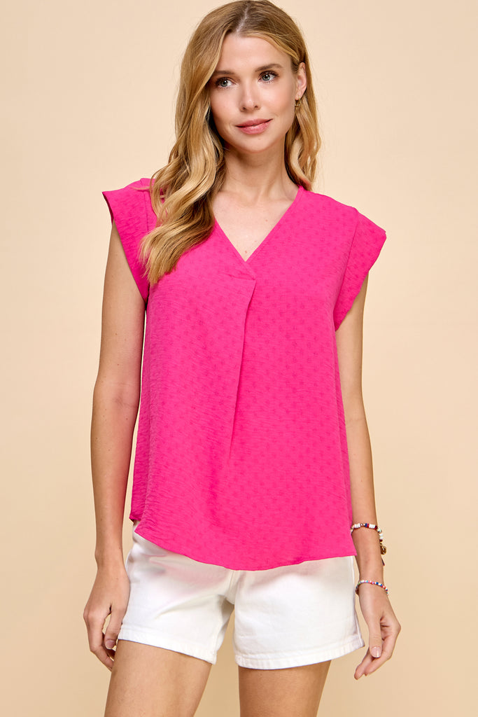 Cap Sleeve V Neck Top