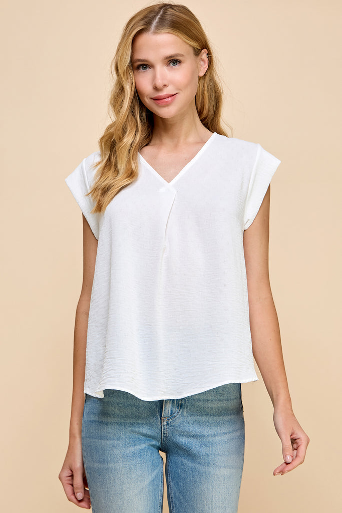 Cap Sleeve V Neck Top