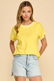 Ribbed Colar And Sleeve Top