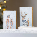 Mdf Hand Painted Winter Deer Block 2 Ass