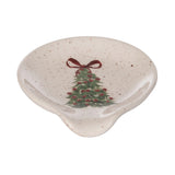 Cer Spoon Rest Holiday Tree with bow