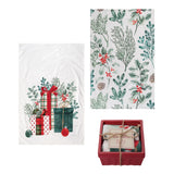 Dol Basket W/holiday Tea Towels S/3