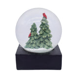 Glass Snow Globe Trees Cardinals