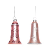 Glass Pink Bell Orn 2 Asst