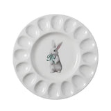 Cer Egg Plate W/mint Julep Bunny Art