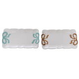 Cer Rectangle Trinket Tray W/bow 2 Asst