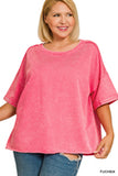 Curvy French Terry Acid Washed Tee Shirts