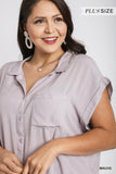 Curvy Mauve Button Up Top