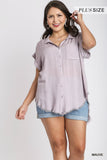 Curvy Mauve Button Up Top
