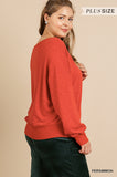 Curvy Red Slub Knit Top