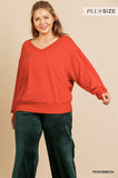 Curvy Red Slub Knit Top