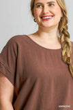Espresso Drawstring Linen Blend Top