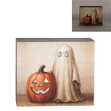 Ghost And Pumpkin Small Square Block