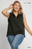 Sleeveless Half Zipper Top - black