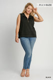 Sleeveless Half Zipper Top - black