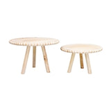 Whitewashed Round Rattan Beaded Tray