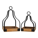Set Of 2 Wood Bottom Chocolate Kiss Lanterns