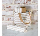 3 Pc Latte Weave Towel W/bag