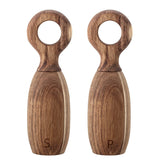 Set of 2 8"tall Acacia Wood Salt & Pepper Mills