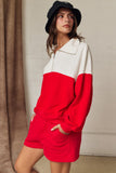 Half Zip Pullover Relaxed Fit | White/red