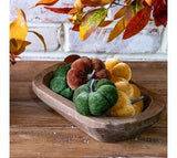 3 Fall Velvet Pumpkins In Box