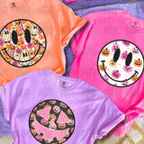 FINAL SALE - Violet Colorful Halloween Smiley Face. Comfort Color Brand