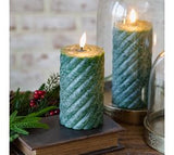 5 Led Green Twist Pillar Candle