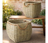 S/2 Nat. Sq. Rattan/wire In/outdoor Baskets
