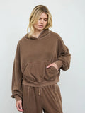 Cropped Hooded Kangaroo Pocket Knit Top