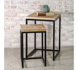 S/2 Wood/iron Square Accent Tables