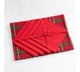 8 Pc Holiday Plaid Napkin/placemat Set