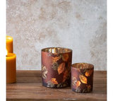 S/2 Glass Leaf Candle Holder