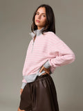 Darcy Striped Quarter Zip Sweatshirt