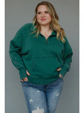 Curvy Dk Green Quarter Qip Sweatshirt