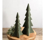 S/2 Green Velvet Pointy Trees