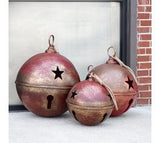 S/3 Red Metal Bells Decor