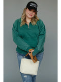 Curvy Dk Green Quarter Qip Sweatshirt